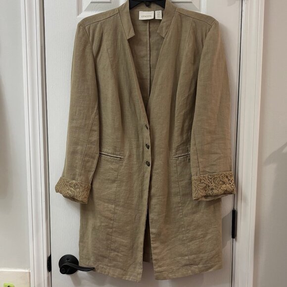 Chico's Women's Linen Lace Blazer Jacket - Picture 1 of 6